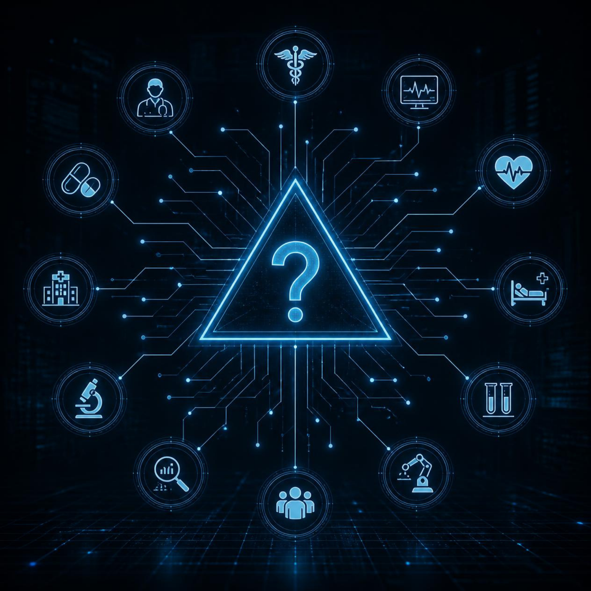 Abe AI knowledge graph — pyramid mark connected to questions, policies, evidence and clinical practice nodes